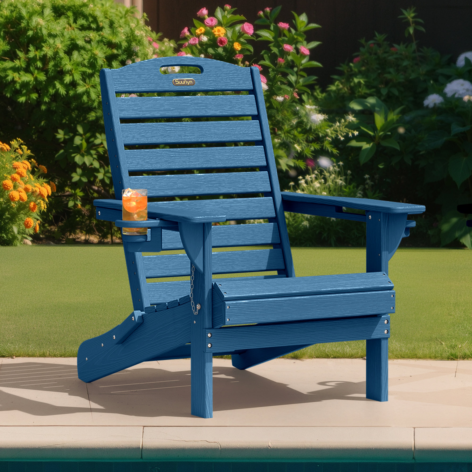 SUUNYN Outdoor Adirondack Chair Weather-Resistant HDPE Foldable